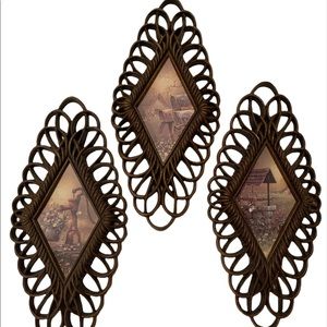 Vintage Burwood Wall Art 1975 - Set of 3 Cottage Chic Hangings
